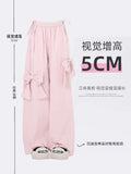 Fashionkova Women Oversize Y2k Cargo Pants Baggy Vintage Streetwear Harajuku Pink Bow Pants High Waist Wide Leg Trouser 2000s Trashy Clothes