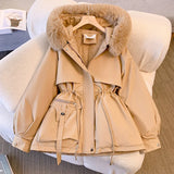 Fashionkova Christmas Gift outfit 2023 New Fashion Women Winter Jacket Fake Fur Collar Oversized Long Coat Hooded Warm Lining Female Puffer Jacket Parkas Mujer