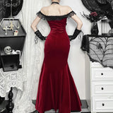 Fashionkova Christmas outfit New Socialite Style Queen Sexy Slim Fit One Shoulder Velvet Irregular Slit Dress For Women  XS24241AHO