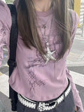 Fashionkova HOUZHOU Y2k Harajuku Graphic T Shirts Women American Retro Grunge Streetwear Kpop Print Long Sleeve Slim Tees Tops 2000s Spring