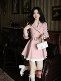 Winter Blazer Elegant Dress Women  Korean Fashion Elegant Party Mini Dress Female Long Sleeve Sweet One piece Dress 2022 New