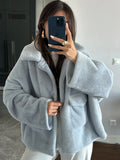 Fashionkova Lady Soft Solid Color Flip Collar With Pocket Short Coat Elegant Long Sleeve Single Breasted Jacket 2024 Fall New Commuter Wear