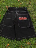 Fashionkova Y2k Vintage Baggy Jeans Shorts Woman Streetwear Jorts Korean Harajuku Gothic Oversized Denim Pants Embroidery Summer