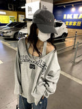 Fashionkova Y2K Two Pieces Set Oversized Women T-Shirts Spring Long Sleeve Halter Letter Print Sweatshirt Ladies Casual Loose Harajuku Tops