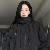 Fashionkova Christmas Gift Outfit  Harajuku Women Jacket Hooded Y2K Streetwear Oversized Coats Autumn Vintage Loose Leisure Long Sleeve Trend Zipper Outwear