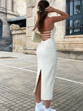 Fashionkova Coconut Crush Backless Halter Dress