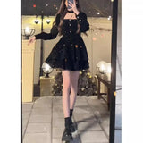 Fashionkova Christmas outfit Christmas Red Dress Female Hepburn Style Temperament Long Sleeved Slim Velvet French Dress Autumn Winter Sweet Holiday Outfit