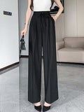 Fashionkova High Waist Wide Leg Pants Women New Arrival 2023 Autumn Korean Style Solid Color All-match Office Lady Elegant Trousers W1359