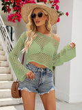 FashionKova Knit Oversized Sweater Casual Solid Hollow Out Long Sleeve Tops Korean Fashion Beach Knitwears Streetwear Pullover