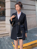 Fashionkova Women Casual Blazer Notched Single Button Belt Gathered Waist Solid Color Irregular Coat Fashion 2024 Clothing