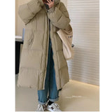 Fashionkova Christmas outfit Khaki Down Jacket Women Hooded Coat Keep Thickening Warm Fashion Streetwear Duck Down Feather Female 2024 Winter Long Outwear