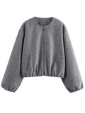Fashionkova Zipper Woolen Solid Women Jacket Full Sleeve Pocket Female Coat 2024 Casual Fashion Autumn Loose O Neck Warm Soft Lady Outwear