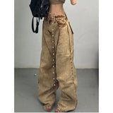 Fashionkova Women's Jeans High Waist Hip Hop Straight Fashion Pants Streetwear Harajuku Y2K Star 2024 Female Wide Leg Denim Trouser