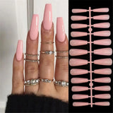 Fashionkova 24pcs French False Nails Almond Head Summer Style Glitter Design Fake Nail Patch Full Cover Wearable Women Press on Nail Tips