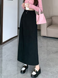 Fashionkova High Waist Long Skirt Women New Arrival 2024 Autumn Korean Style All-match Solid Color Office Lady Elegant A-line Skirts