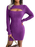 FashionKova Knitted Sweater Dresses For Women Long Sleeve Sexy Bodycon Tight Dresses Elegant Ribbed Dress Female Autumn Winter Clothes