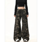 Fashionkova American Retro High Street Casual Overalls Full Length Loose Wide Leg Pants Women Y2k Hip-hop Camouflage Cargo Grunge Trousers