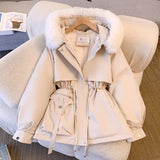 Fashionkova Christmas Gift outfit 2023 New Fashion Women Winter Jacket Fake Fur Collar Oversized Long Coat Hooded Warm Lining Female Puffer Jacket Parkas Mujer