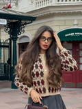 Fashionkova Casual Women's Round Neck Long Sleeved Knitted Cardigan Fashion Contrast Pocket Button Sweater 2024 New Lady Commute Streetwear
