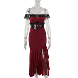 Fashionkova Christmas outfit New Socialite Style Queen Sexy Slim Fit One Shoulder Velvet Irregular Slit Dress For Women  XS24241AHO
