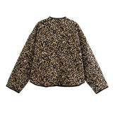 Fashionkova PB&ZA 2024 early autumn new women's fashion animal print round neck long sleeve single-breasted cotton jacket coat