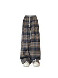 Fashionkova Women's Plaid Baggy Sweatpants Harajuku Streetwear Fashion Aesthetic Pants Retro 2000s Vintage Oversize Wide Leg Trouser Clothes