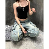 Fashionkova Blue Women Jeans Streetwear Vintage Fashion High Waisted Wide Leg Jean Female Trouser 2024 NEW Hip Hop Baggy Denim Pants