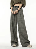 Fashionkova Vintage Plaid Wide-Leg Pants