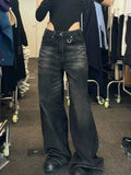 Fashionkova HOUZHOU Vintage Black Wide Leg Jeans Women Oversized High Street Korean Fashion Baggy Denim Trousers Grunge Y2k Female Hip Hop