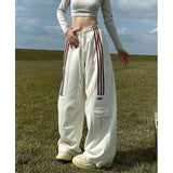 Fashionkova MEXZT Oversized Striped Sweatpants Women Y2K Streetwear Cargo Pants Harajuku Wide Leg Joggers High Waist Baggy Sports Trousers