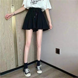 Fashionkova MEXZT 5Xl Summer Shorts Skirts Women Elastic High Waist Casual Wide Leg Shorts Korean A Line Loose Mini Skirt Black Short Pants