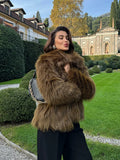 Fashionkova Christmas Gift Outfit Luxurious Solid Color Warm Lapel Faux Fur Jacket Chic Long Sleeves Soft Loose Short Coat Winter New Woman High Street Outerwear