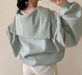 Fashionkova Solid Color Half Zip Up Oversized Sweatshirt