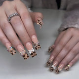 Fashionkova 24Pcs Long Coffin False Nails with Star Rhinestones Black Y2K Nail Art French Gradient Full Cover Press on Nail Tips for Girls