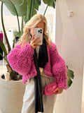 Fashionkova Twist Knitted Cardigan Women Thick Long Sleeve Elegant Solid Casual Sweater 2024 Autumn Loose Short Chic Outwear Coat Tops