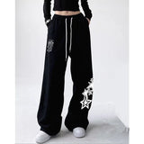 Fashionkova Letter Star Print Design Sweatpants Women American Street Style Wide Leg Pants Women Spring Summer Trendy 2024 Long Trousers