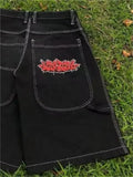 Fashionkova Y2k Vintage Baggy Jeans Shorts Woman Streetwear Jorts Korean Harajuku Gothic Oversized Denim Pants Embroidery Summer