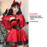 Fashionkova Christmas outfit Women Velour Sexy Christmas Skirt Cosplay Costumes Winter Cute Christmas Shawl Dress New Year Party Dress Female Kawaii Cloak