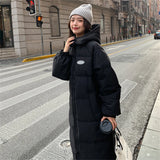 Fashionkova Christmas Gift outfit Winter Women Loose Jacket Coats Long Parkas Female Down Cotton Hooded Overcoat Thick Warm Jackets Windproof Casual Student Coat