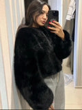 Fashionkova 2024 Autumn Winter New Fashion Gradient Fluffy Fur Coat Women High Street Luxury Faux Fox Fur Jacket Female Overcoats