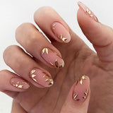 Fashionkova 24pcs French False Nails Almond Head Summer Style Glitter Design Fake Nail Patch Full Cover Wearable Women Press on Nail Tips