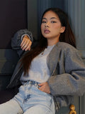 Fashionkova Zipper Woolen Solid Women Jacket Full Sleeve Pocket Female Coat 2024 Casual Fashion Autumn Loose O Neck Warm Soft Lady Outwear