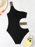 Fashionkova Christmas Gift 2024 Metal Chain Shoulder Swimsuit Women One Piece Hollow Out Swimwear Female Bodysuit Bathing Swimming Suit Bathers Beachwear