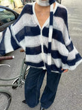 FashionKova-Y2K Harajuku Aesthetic Women's Autumn Winter Striped Knitted Sweater Casual Loose Chic Fashion Cardigan Pullover 2024 Streetwear