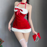 Fashionkova Christmas outfit Christmas Cosplay Costume Sexy Women Dress Sleeveless  Short Skirt Christmas Party Night Dresses New Year Christmas Costume