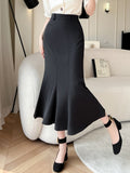 Fashionkova High Waist Mermaid Skirts Women New Arrival 2024 Korean Style Solid Color Office Ladies Elegant Slim Long Skirt