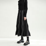 FashionKavo High Elastic Waist Black Irregular Color-block Casual Half-body Skirt Women Fashion Tide New Spring Autumn 2023 J0044