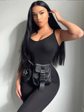 Fashionkova Black Sexy Jumpsuits Women Summer Sleeveless Rompers Spaghetti Strap Backless Casual Bodycon Skinny Sports Fashion Streetwear