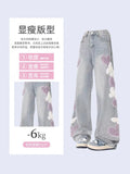 Fashionkova Women Jeans with Heart Vintage Y2k 90s Aesthetic Baggy Denim Trouser 2000s Harajuku Kawaii Wide Cowboy Pants Trashy Clothes 2023