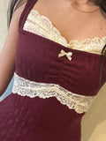FashionKova-Gothic Punk Grunge Y2K Women's Lace Camisole Top Sexy Slim Chic Fashion Bow Knitted Casual Crop Top Harajuku Emo Girl Streetwear